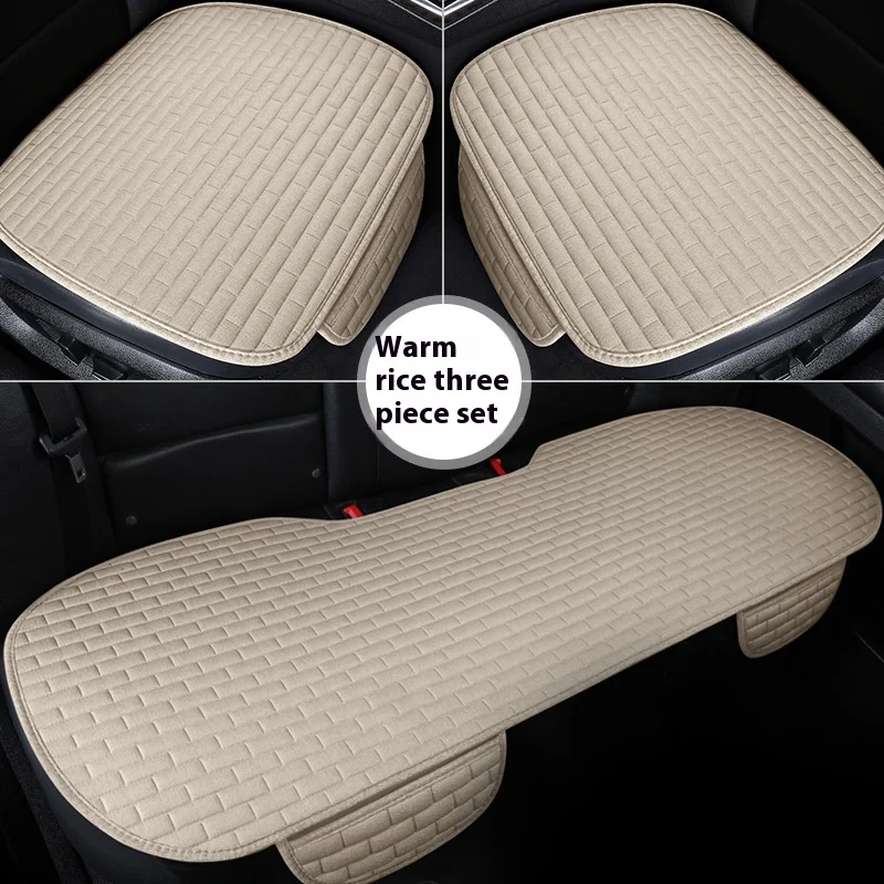 Linen Car Seat Cushion Three-Piece Protective Pad – Breathable and Comfortable for Stylish Driving and Protecting Your S — photo 12