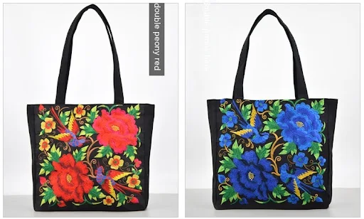 Title 13, Ethnic Style Embroidered Shoulder Bag Large Cap...