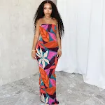 Women's Fashion Printed Dress with Chest Wrap Design Stylish and Comfortable Perfect for Special Events or Everyday Wear — photo 1