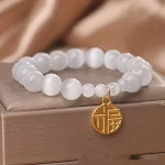 Pulseira de opala com pingente Fu de círculo único, alta sensibilidade e combinação perfeita para todos os looks. — foto 9