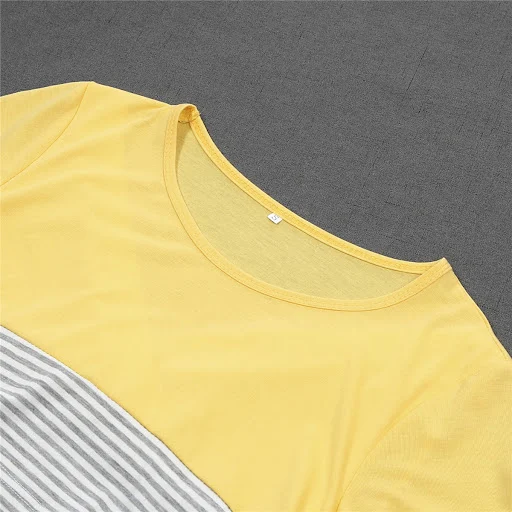 Title 8, Europe and America Striped Stitching Short Slee...