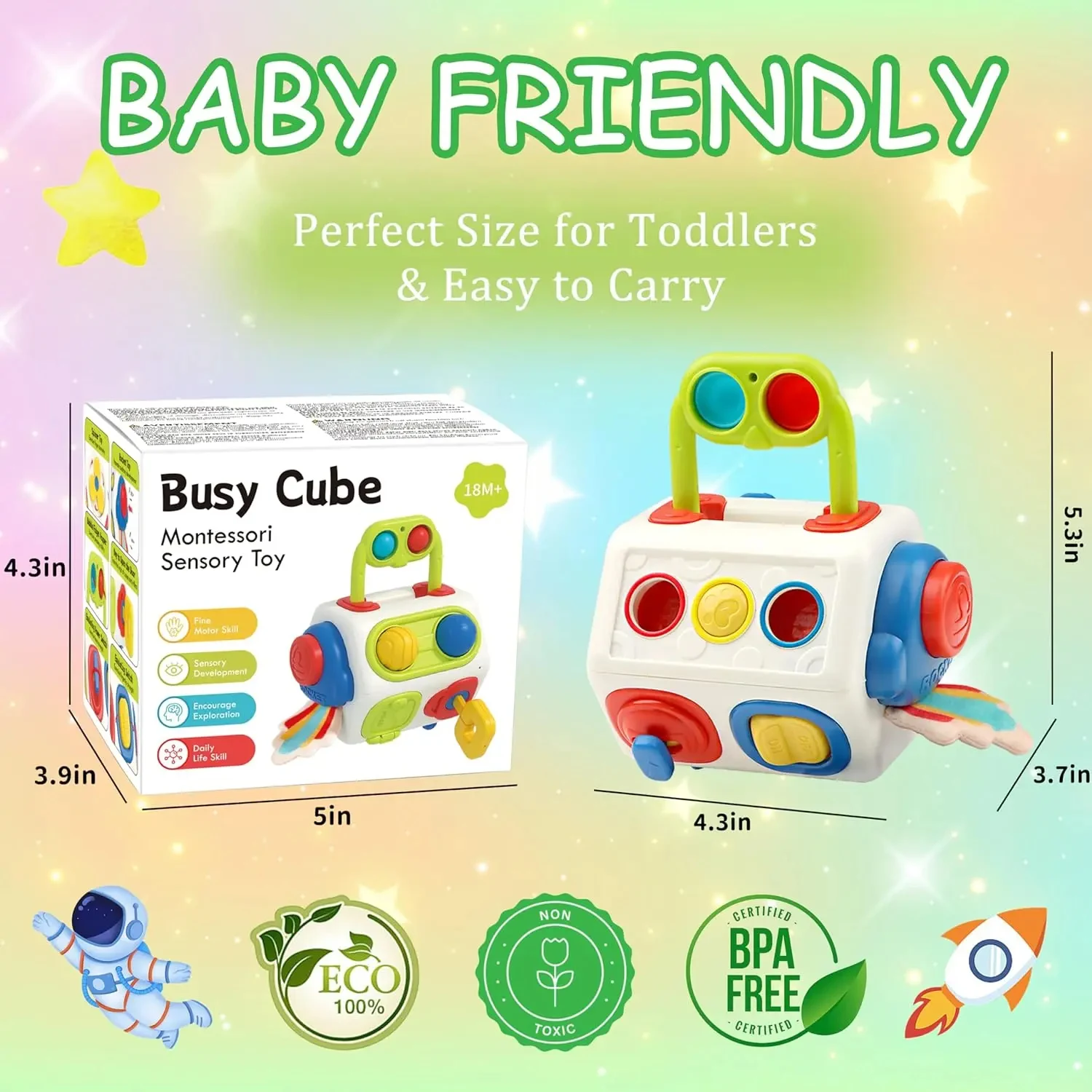 9 in 1 Busy Cube Baby & Toddler Toys Montessori Sensory Toys, Learning and Fidget Board for Toddlers Aged 1 2 3 Years Ol — photo 8