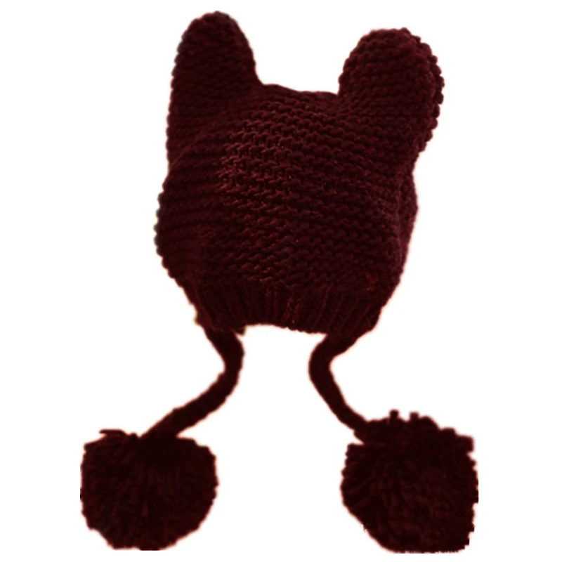 Title 2, Warm Womens Hand Knitted Kawaii Cat Ears Hat