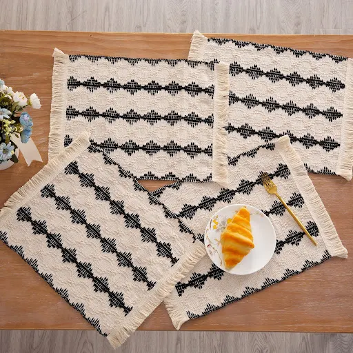 Title 1, Cotton and Linen Style Woven Placemat – Elegant...
