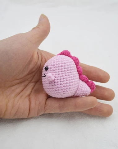 Little Dinosaur Knitted Pendant Key Ring, cute and soft. Great for keys and backpacks. A charming, small companion to ke