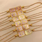 Colar com placa quadrada de runas das doze constelações coloridas, um acessório estiloso que expressa seu signo do zodíaco e personalidade. — foto 7