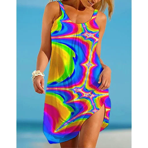 Title 3, Womens Casual Graffiti Spaghetti Straps Sleeve...