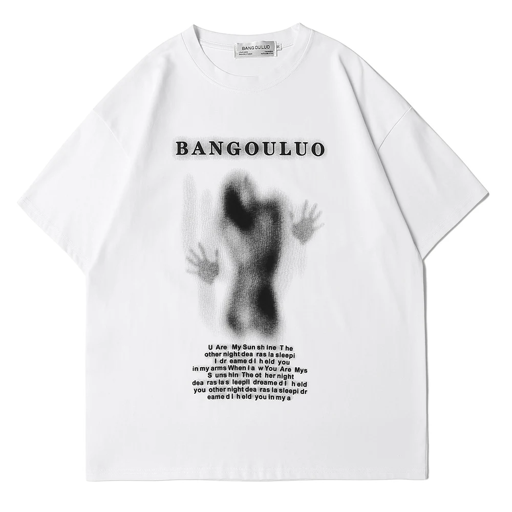Camiseta de hombre de manga corta con estampado de figura oscura, estilo moderno y cómodo para un look casual y urbano. — foto 8