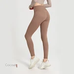 Calças de yoga Lycra de alta elasticidade femininas, peça única sem costura, sensação nude, fitness e liberdade de movimento. — foto 3