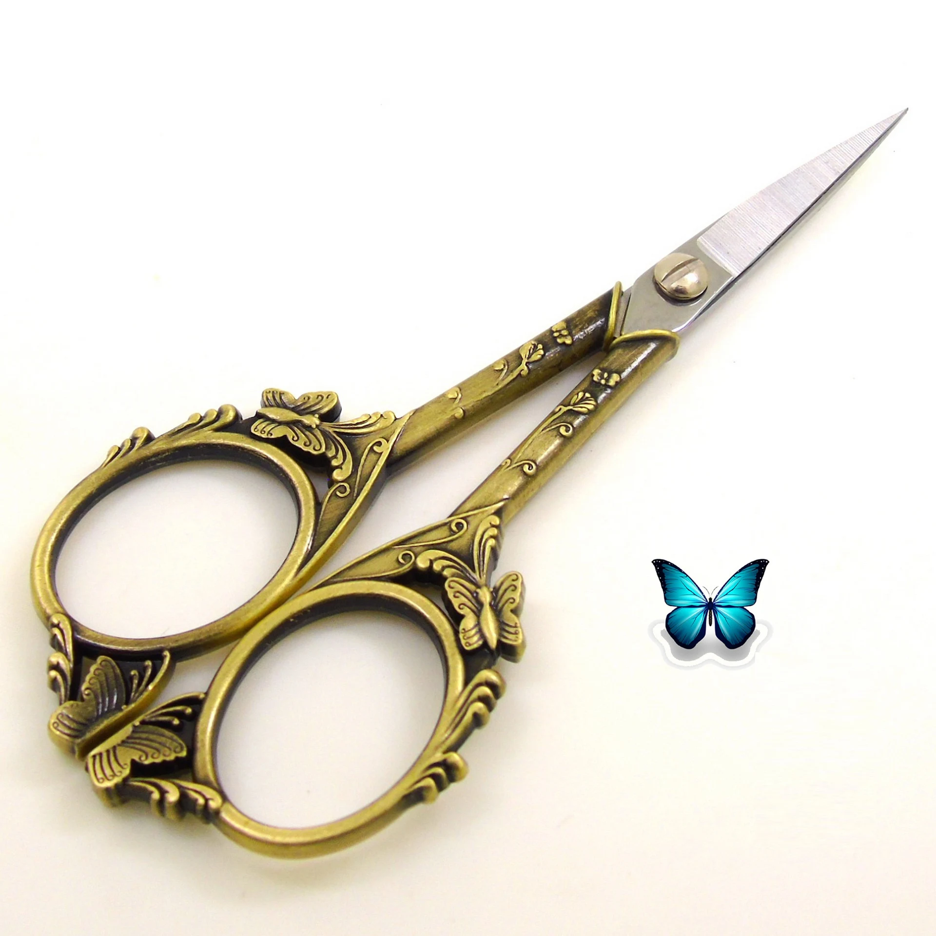 Title 5, Butterfly cut retro tailor scissors for yarn, e...