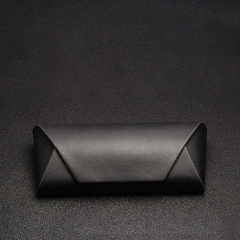 Handmade Japanese Crazy Horse Leather Brown PU Leather Retro Art Anti-compression Myopia Sunglasses Case provides stylis — photo 3