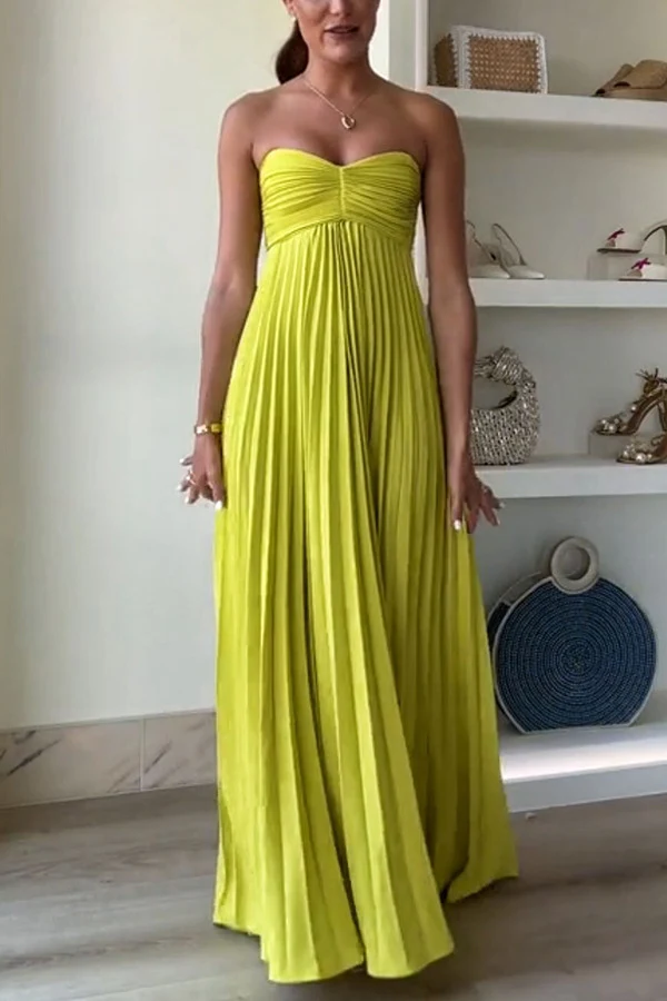Title 6, Womens Sleeveless Tube-Top Pleated Dress in So...