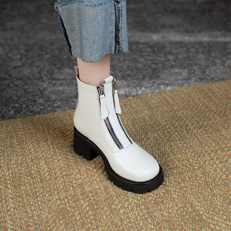 Title 4, Full leather Martin boots with inside and outsi...