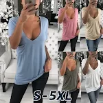 Camiseta feminina casual de cor sólida com decote em V e bolso no peito, ideal para uso diário, confortável, leve e perfeita para diversas ocasiões. — foto 1