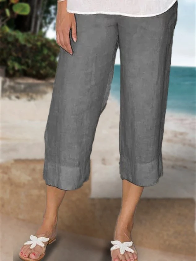 Calças curtas soltas casuais de cor sólida para um look descontraído. Conforto e estilo para o dia a dia. Ideal para o verão. — foto 2