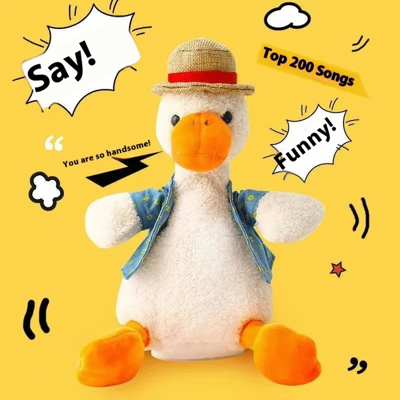 Bambola di peluche anatra parlante Ripete lettura Giocattolo interattivo per bambini Amico coccoloso Apprendimento divertente Regalo perfetto Stimola il linguaggio — foto 1