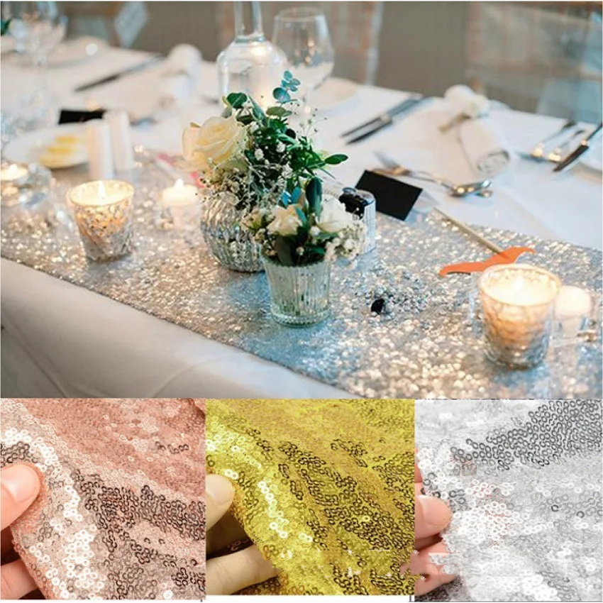 Hotel Wedding Banquet High-density Sequin Embroidered Table Runner. Elevate your event with shimmering elegance and crea — photo 2