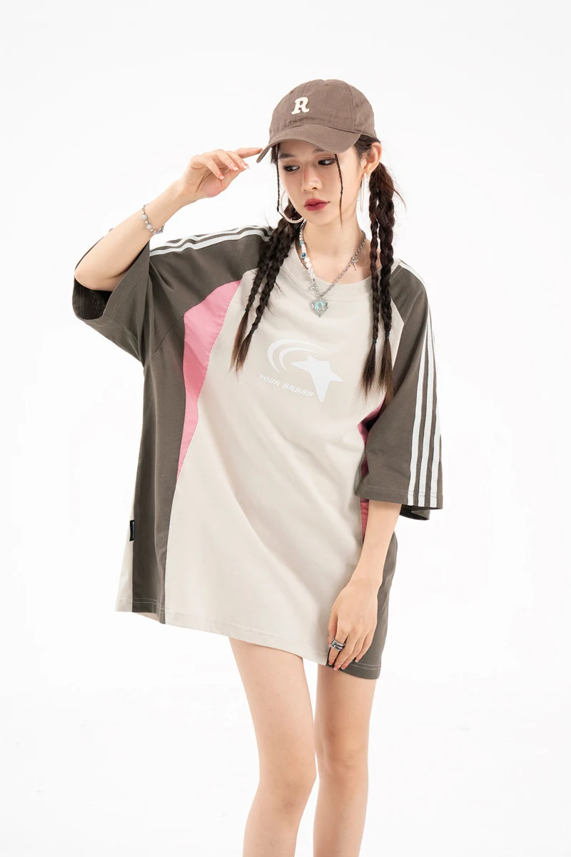 Title 2, Color Matching Casual Sports Short Sleeve