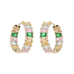 Brincos femininos de moda retangulares com zircônias, cravação interna e externa, elegância e brilho para você. — foto 2