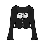 Black and white color contrast patchwork top, a stylish and comfortable choice for everyday wear. Perfect for casual and — photo 6