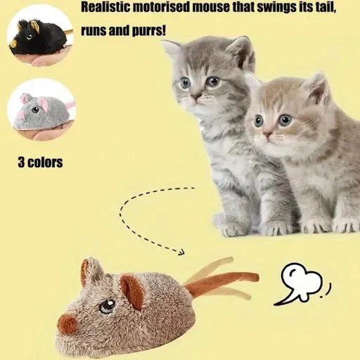 Vealind Pet Electric Toy Realistic Barking Mouse with Wagging Tail Intelligent Sensing Random Motion for Indoor Cats Toy — photo 3