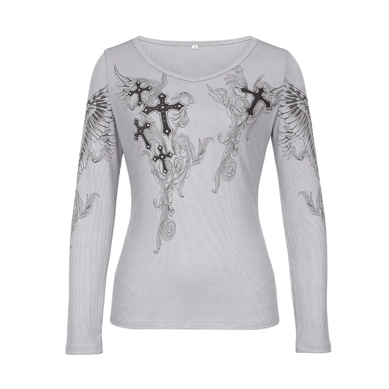 Title 1, Hot Diamond Print Round Neck Long-sleeved Botto...