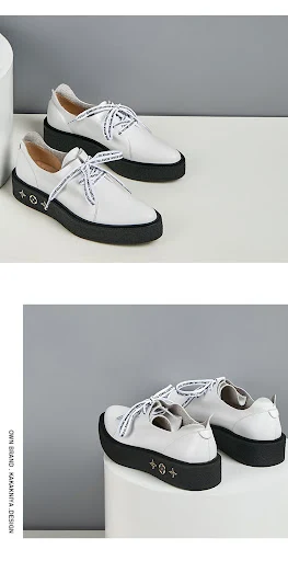 Title 1, Womens white low-cut casual shoes with thick s...