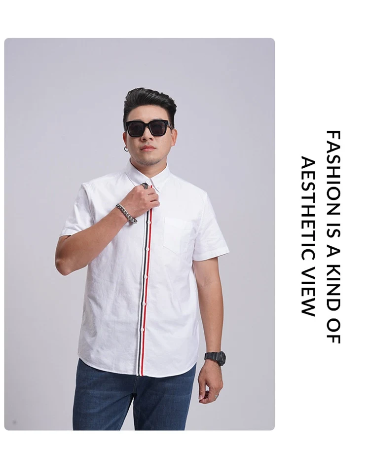 Camisa Oxford masculina casual com listras e cores contrastantes, perfeita para uso diário, oferece conforto e um visual moderno e descontraído. — foto 4