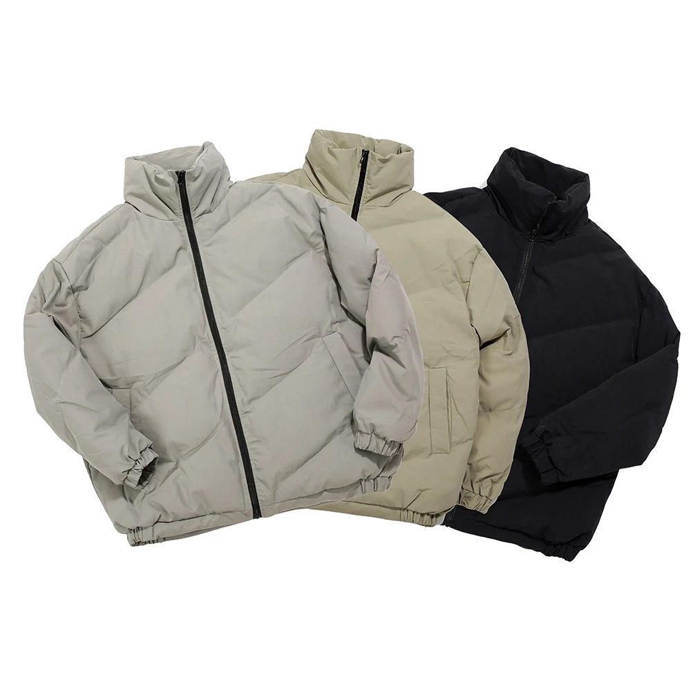 Title 9, Solid Color Stand Collar Cotton Jacket, Loose C...