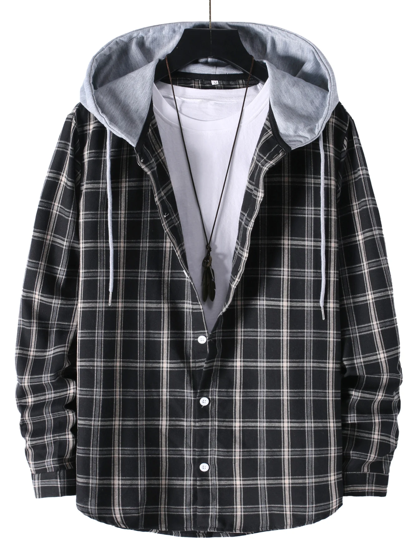 Nova Camisa Masculina com Capuz, Xadrez e Manga Longa. Conforto e Estilo para um Visual Casual e Aconchegante em Qualquer Ocasião. — foto 7