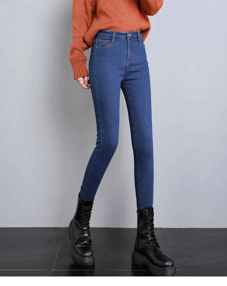 Women's High Waist Velvet Thickening Denim Pants offer warmth, stretch, and a flattering fit. Perfect for a comfortable — photo 20