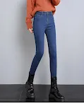 Women's High Waist Velvet Thickening Denim Pants offer warmth, stretch, and a flattering fit. Perfect for a comfortable — photo 20