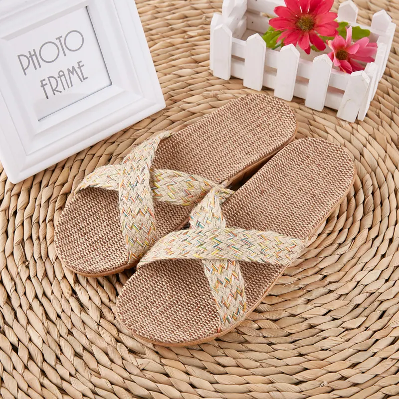 Linnen slippers voor heren en stellen, comfortabele binnensandalen, dames- en herenmodellen, ook verkrijgbaar in grote maten. — foto 5