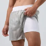 Short de sport double couche pour homme, anti-exposition. Entraînement en toute confiance. Respirant, idéal pour le fitness. Confort et protection. — photo 14