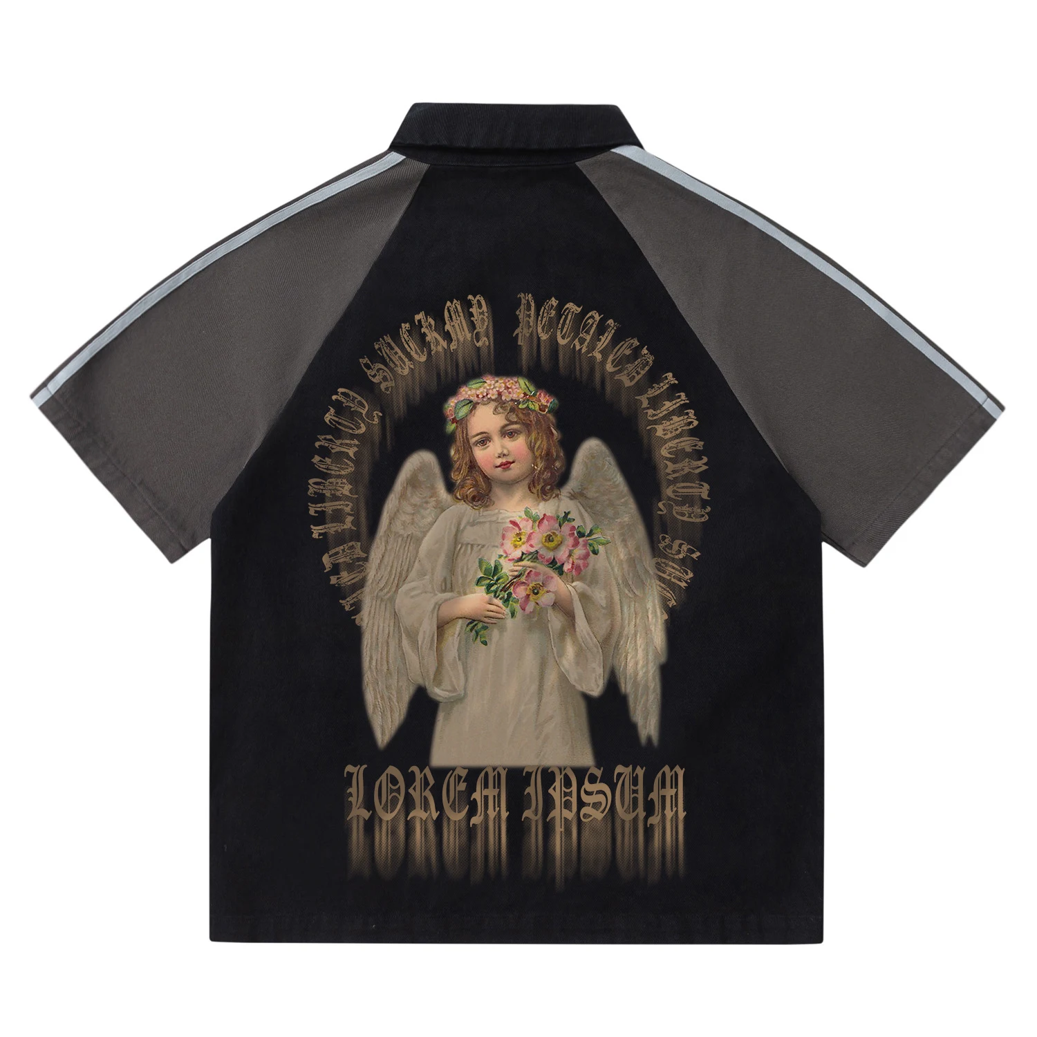 Amerikaans retro olieverfschilderij klein meisje bedrukte katoenen T-shirt. Comfortabel, stijlvol en perfect voor een vintage look. — foto 7
