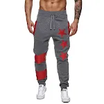 Five-Pointed Star Print Stitching Striped Sports Casual Pants, offering comfort and style for everyday activities and a — photo 4