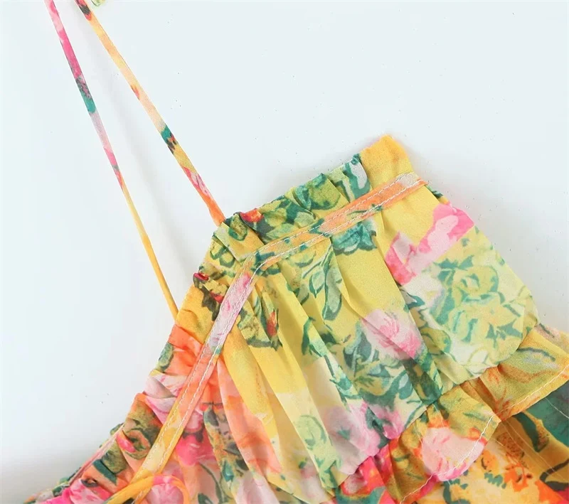Title 9, Y2K Flowers Print Suspender Dress Summer Fashio...