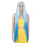 Peluca larga y lisa de fibra química teñida Rebecca con capucha para un look elegante y moderno, fácil de usar y mantener. — foto 32