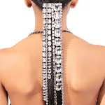 Tiara com pingentes de strass e corrente de cabelo para rabo de cavalo exagerado. Destaque seus penteados com brilho e elegância — foto 5