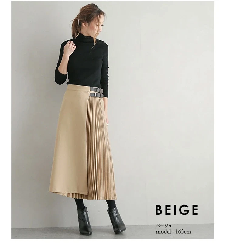 Saia plissada feminina de outono e inverno com design de nicho. Ideal para um visual elegante e sofisticado, perfeita para a estação fria. — foto 3