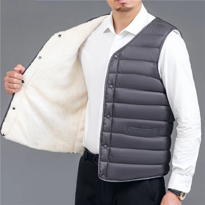 Colete masculino plus size de algodão e penugem, espessado para aquecer e te manter confortável no frio do inverno — foto 5