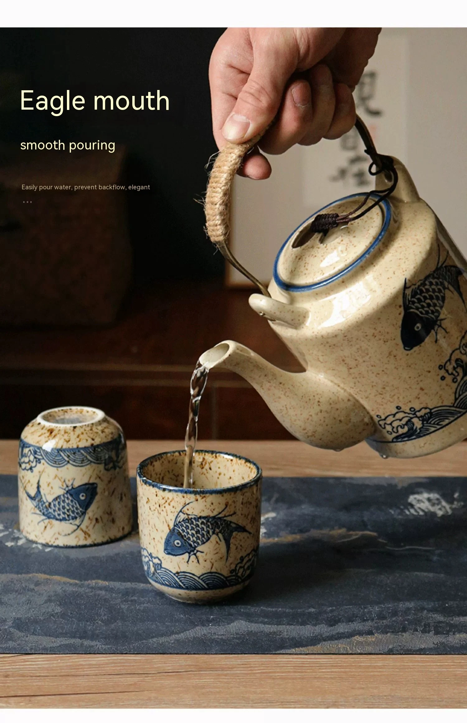 Retro Household Large Tea Set Ceramic Pot. Enjoy elegant gatherings with this charming set, perfect for sharing and savo — photo 5