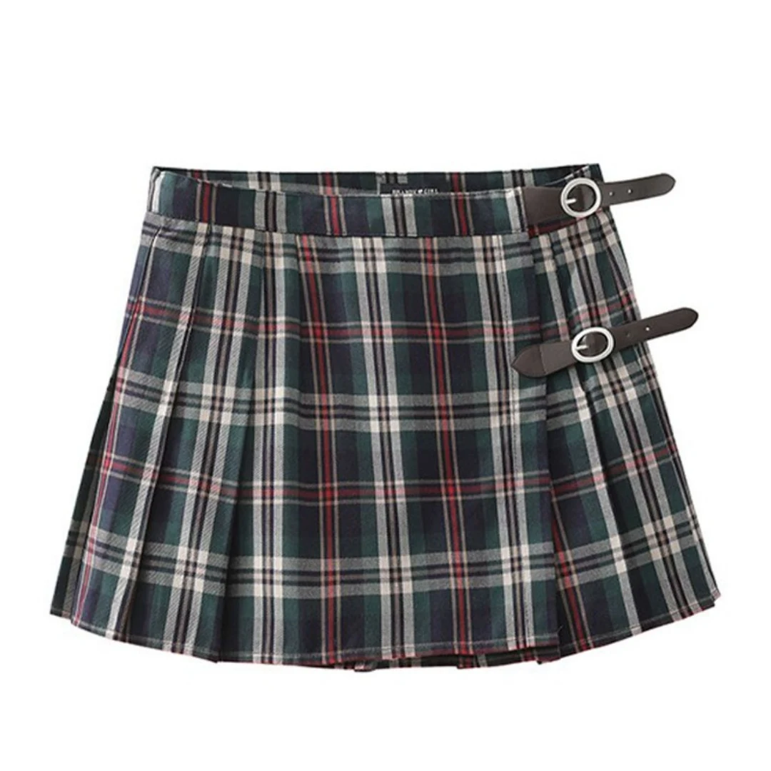 Saia Plissada Americana Bm Meio Corpo Cintura Alta Xadrez Mini Saia Ideal para um Visual Elegante e Confortável, Perfeita para Você — foto 8
