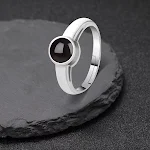 Anel de casal prata S925 com projeção "Eu te amo" em múltiplos idiomas. Personalize e celebre o amor com este anel único. — foto 10