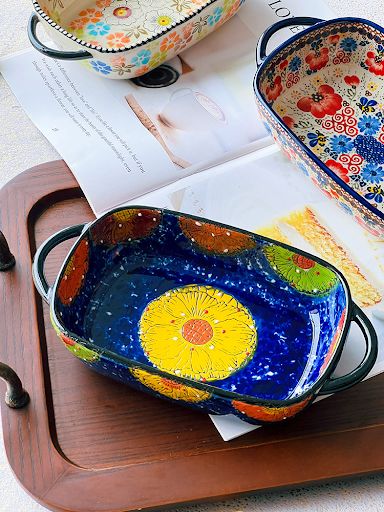 Title 1, Retro Rectangular Ceramic Baking Tray for House...
