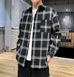 Camisa xadrez masculina com mangas de crescimento, ajuste confortável e estilo casual para uso diário. — foto 2