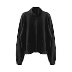 Terno coreano casual com ombros acolchoados, gola alta e calças casuais. Conforto e estilo para o dia a dia, look moderno. — foto 2