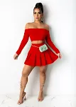 Conjunto de duas peças com top ciganinha e vestido drapeado. Roupa fashion sexy com decote para o umbigo, ideal para um visual moderno. — foto 4