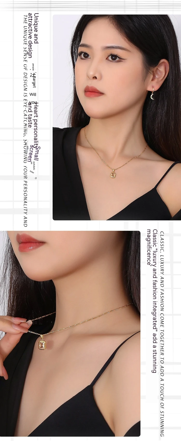 Title 5, Colar S925 Prata Retangular Zircônia Champagne,...