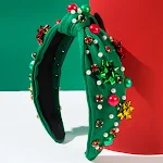 Tiara de Natal com flores de plástico vermelhas e verdes, acessórios de pérolas, perfeita para celebrar o Natal com um toque festivo e elegante. — foto 7